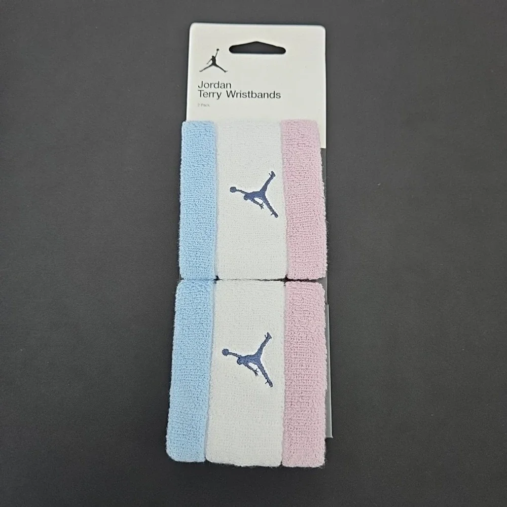 Nike Air‎ Jordan Jumpman Terry Wristbands Pink White Sky Blue OSFM New